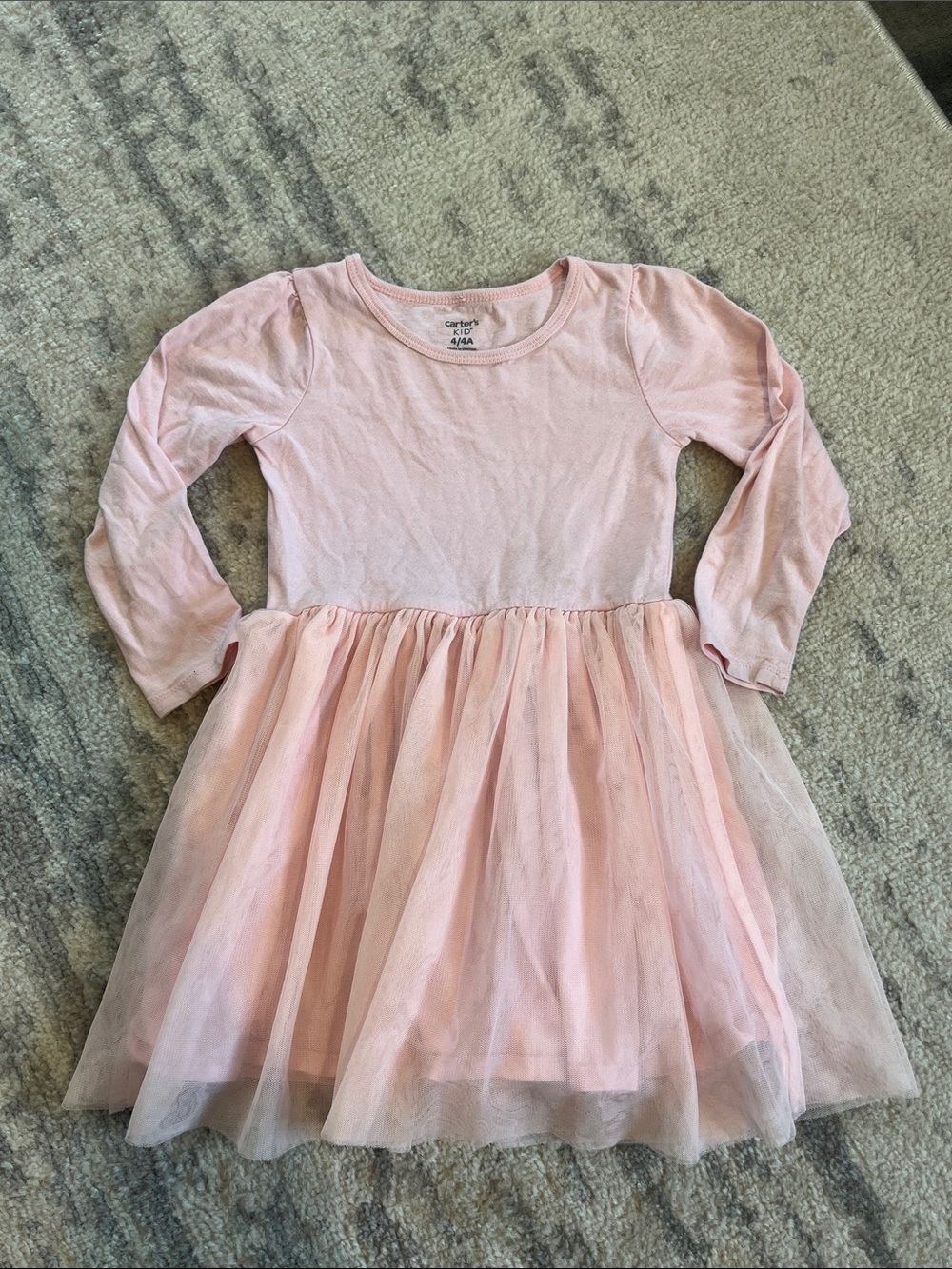 Carter's Light Pink Long-Sleeve Tulle Skirt Dress